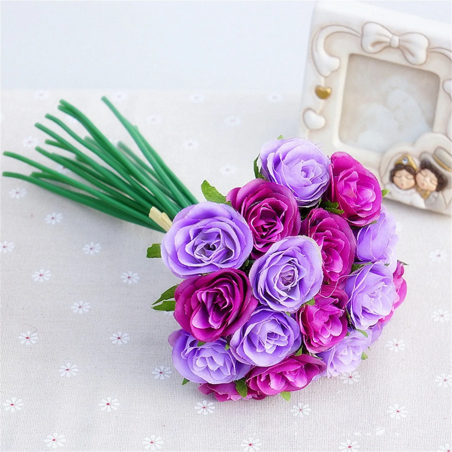 Rose Buds Bouquet Artificial Flowers For Bridal Bridesmaids Bouquet diy