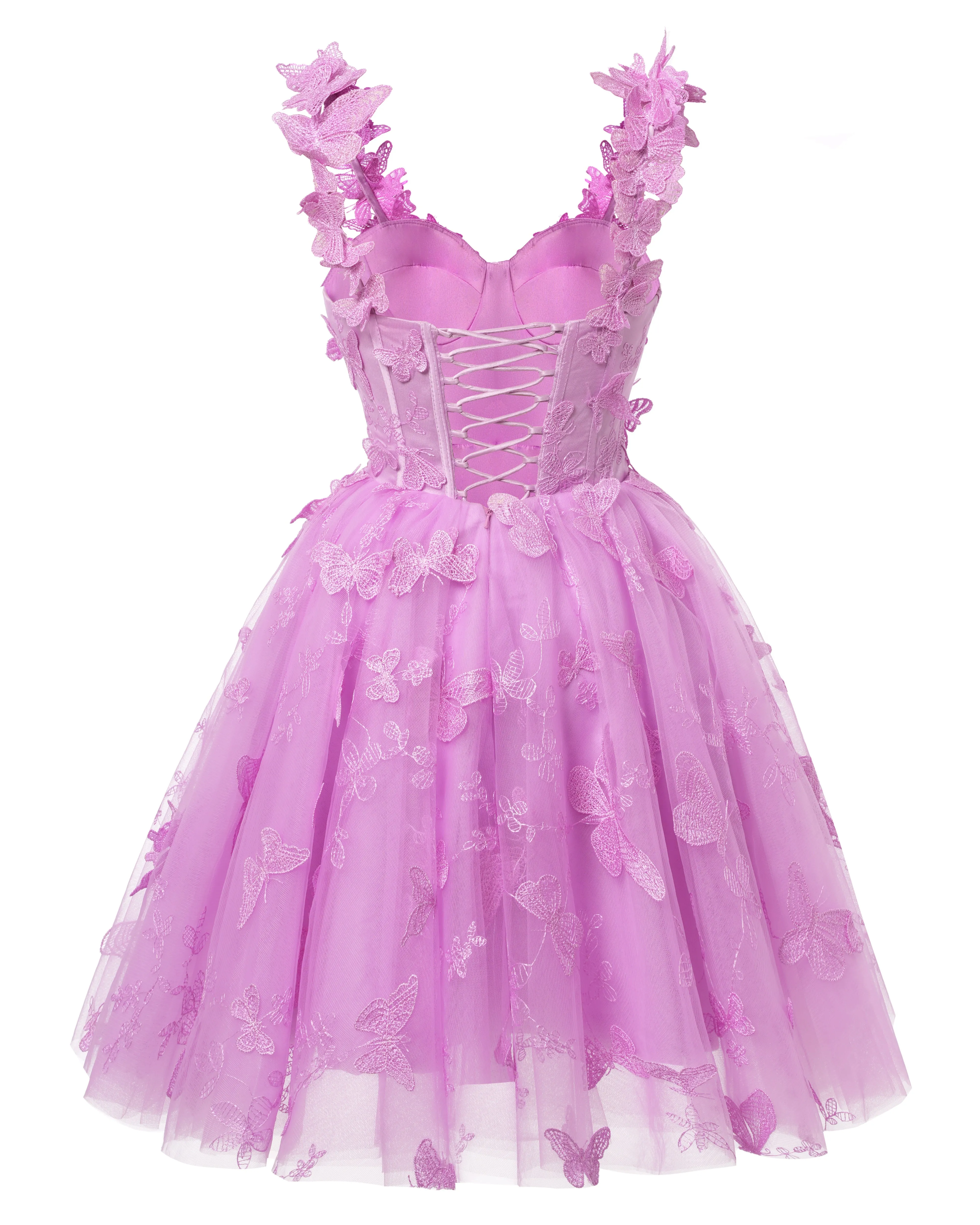 Sage Green 3D Butterfly Lace Applique Tulle Homecoming Dress for Teens Sweetheart Mini Short Prom Dresses
