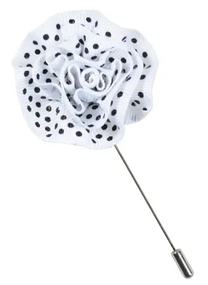 White and Black Polka Dot Lapel Flower